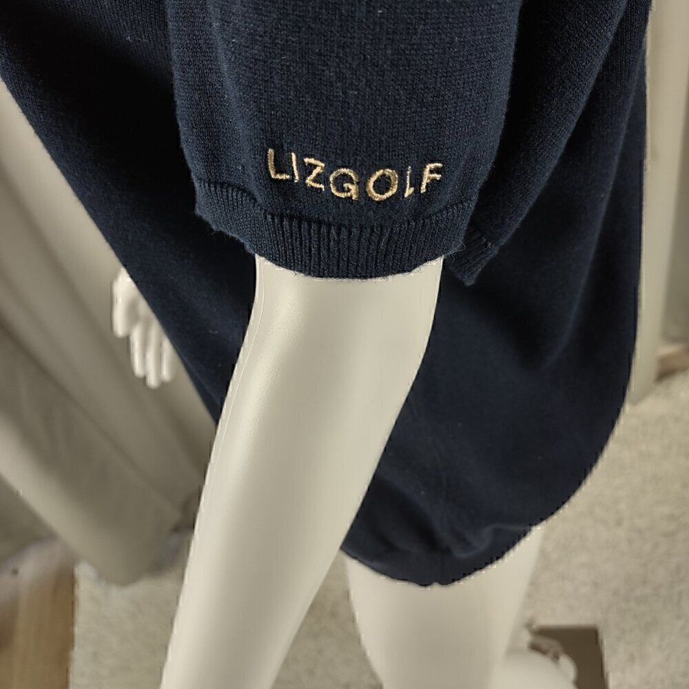 Liz Claiborne Liz Golf Womens Tan And Blue Argyle Short Sleeve Sweater Size XL - Picture 5 of 12